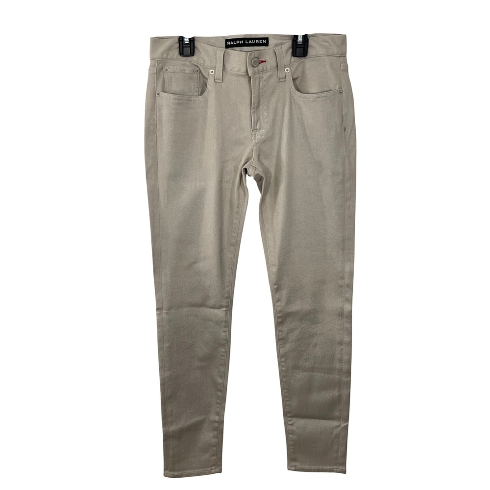 Ralph Lauren Black Label 105 Womens Beige Shimmer Skinny Jeans‎ Size 29 Denim